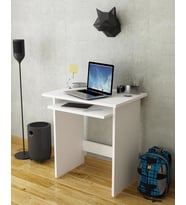 Beyaz Laptop Bilgisayar PC Ders Çalışma Masası Hareketli Raylı