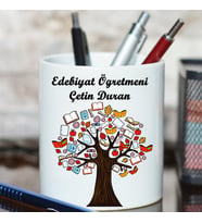 Edebiyat Öğretmenine Hediye İsimli Kalemlik - Öğretmenler Günü Hediyesi