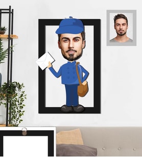 Kişiye Özel Postacı Karikatürlü 3D Ahşap Tablo 30x47 Bay-1
