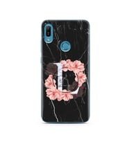 Mermer Çiçekli Harf Tasarım Süper Şeffaf Silikon Telefon Kılıfı Huawei Y6 (Prime