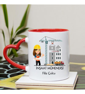 İnşaat Mühendisi Kupa Bardağı Kalpli