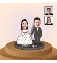 eJOYA Kişiye Özel Karikatürlü Gelin ve Damat Ahşap Biblo 91310