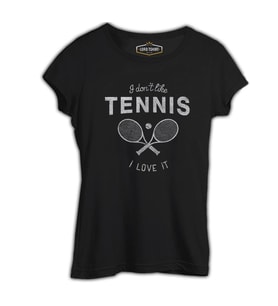Tenis - Love It Siyah Kadın Tshirt