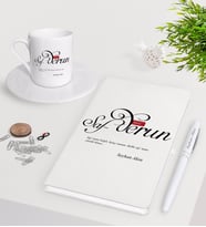 BK Gift Kişiye Özel Mânâ Safderun Beyaz Defter Kalem Türk Kahvesi Fincanı Seti-1 (Model 1)