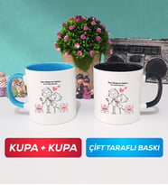 İkili Sen Başıma Gelen En Güzel Şeysin Sevgililer Günü Hediyesi Kupa Bardak Mavi Siyah