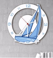 BK Gift Kişiye Özel Tekne Tasarımlı Ahşap Duvar Saati-4 (Beyaz)