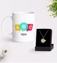 BK Gift Kişiye Özel Öğretmen Kupa Ve Papatya Kolye Hediye Seti-4 (Model 1)