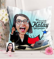 BK Gift Kişiye Özel Bayan Ceo Karikatürlü  Yastık  1