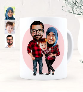BK Gift Kişiye Özel Aile Karikatürlü Beyaz Kupa Bardak - 2