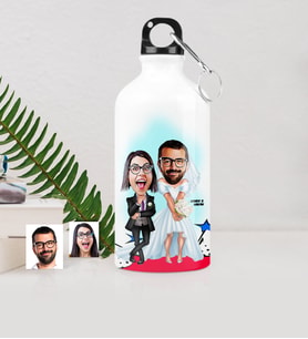 BK Gift Kişiye Özel Sevgililer Karikatürlü Metal Suluk 500 Ml  16