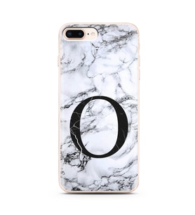 Iphone 8 Plus Beyaz Mermer Harf Tasarımlı Telefon Kılıfı O-Harfi 