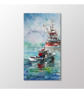 Arty Tablo Suluboya Balıkçı Tekneleri Tablo (Karışık)