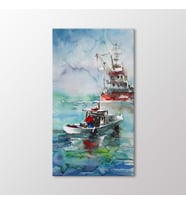 Arty Tablo Suluboya Balıkçı Tekneleri Tablo (Karışık)