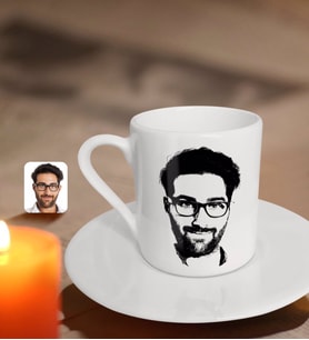 BK Gift Kişiye Özel Erkek Silüet Türk Kahvesi Fincanı-1 (Beyaz)