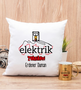 Elektrik Teknikeri Yastık ve Gold Kupa Bardak