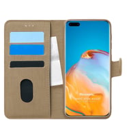 Microsonic Huawei P40 Pro Kılıf Fabric Book Wallet Gold