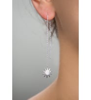Elika Silver Kadın Güneş Model Sallantılı 925 Ayar Gümüş Küpe (STD)