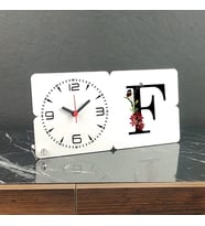F Harfi Ahşap Masa Saati