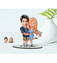 BK Gift Kişiye Özel Sevgili Karikatürlü Ahşap Biblo Model-20 (Beyaz)