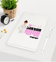 BK Gift Kişiye Özel Doktor Anne Beyaz Defter Kalem Seti
