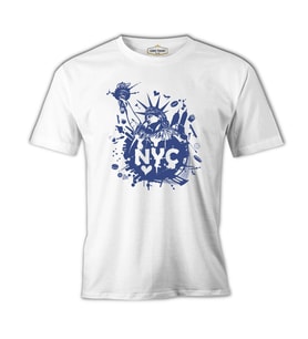 New York - Özgürlük Anıtı Beyaz Erkek Tshirt
