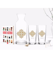 BK Gift Kişiye Özel Renkli Baskılı İsimli İkili Rakı Bardağı Karaf ve Cep Kitabı Hediye Seti-107 (Model 1)