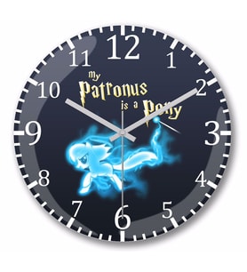 Harry Potter Pony Patronus  Duvar Saati Bombeli Gercek Cam
