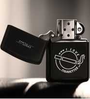 BK Gift Kişiye Özel I Love Cigarettes Benzinli Siyah Metal Çakmak  1