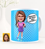 BK Gift Kişiye Özel Kolay Yetişmiyor Kız Çocuk Karikatürlü Beyaz Kupa Bardak - 5