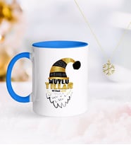 BK Gift Kişiye Özel Yılbaşı Mutlu Yıllar Mavi Kupa ve Kar Tanesi Kolye-8 (Model 1)