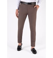 Erkek Slim Fit Keten Pantolon 20K-2200352 Kahverengi