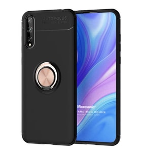Microsonic Huawei Y8P Kılıf Kickstand Ring Holder Siyah Rose