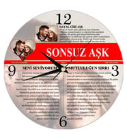 Kişiye Özel Fotoğraflı Sonsuz Aşk Duvar Saati