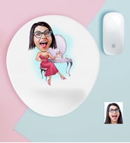 BK Gift Kişiye Özel Bayan Karikatürlü Bilek Destekli Mouse Pad-24 (Beyaz)