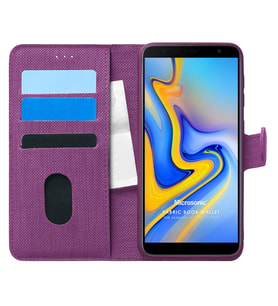 Microsonic Samsung Galaxy J6 Plus Kılıf Fabric Book Wallet Mor
