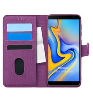 Microsonic Samsung Galaxy J6 Plus Kılıf Fabric Book Wallet Mor