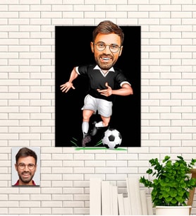 Kişiye Özel  Siyah Beyaz Sporcu Hediye Karikatürlü Uv Baskılı Ahşap Tablo
