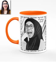 BK Gift Kişiye Özel Türbanlı Karikatürlü Turuncu Kupa Bardak 40t738