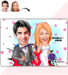 BK Gift Kişiye Özel Evleniyoruz Karikatür Baskılı Yaş Pasta İçin Yenilebilir Şekerli Kağıt  6(Sadece Kağıt)