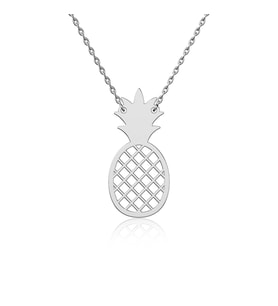 Sade Ananas Beyaz Gümüş Kolye