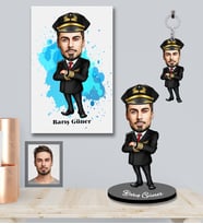 Kişiye Özel Pilot Karikatürlü 3 lü Hediye Seti Bay-2
