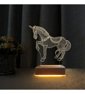 3d Dekoratif Masa Lambası Çocuk Odası Unicorn At Tasarım Gece Lambası