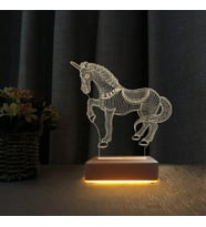 3d Dekoratif Masa Lambası Çocuk Odası Unicorn At Tasarım Gece Lambası