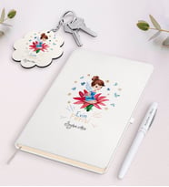 BK Gift Kişiye Özel Evin Perisi Beyaz Defter Kalem ve Anahtarlık Hediye Seti-2 (Model 1)