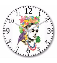 Frida Kahlo Duvar Saati Bombeli   Gercek Cam