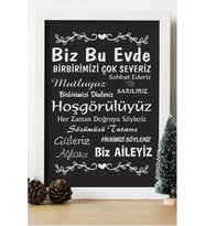 Biz Bu Evde Birbirimizi Çok Severiz Ahşap 24x33 cm Tasarım Çerçeve