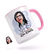 BK Gift Kişiye Özel Kadın Doktor Karikatürlü Pembe Kupa Bardak-1