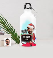BK Gift Kişiye Özel Bay Yılbaşı Karikatürlü Metal Suluk 500 Ml