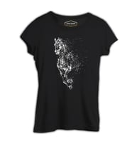 At 9 Siyah Kadın Tshirt