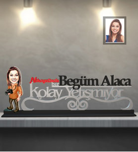 Kişiye Özel Fotoğrafçı Karikatürlü Kolay Yetişmiyor Ahşap Biblo Bayan-2